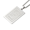 304 Stainless Steel Box Chain Rectangle with Muslim Islam Allah Pendant Necklaces NJEW-M008-04P-1