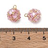 Brass Pave Pink Cubic Zirconia Charms CU-CBAD360-08G-03-3