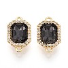 Brass Micro Pave Clear Cubic Zirconia and Glass Connector Charms X-KK-N287-28G-1