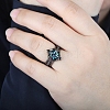 Rhombus Alloy Rhinestone Finger Ring Set for Women PW-WG51C17-02-4