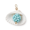 Clam Shell & Glass Seed Beaded Pendants PALLOY-MZ00526-04-1