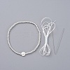 925 Sterling Silver Beads Stretch Bracelet Sets BJEW-JB04975-1