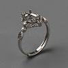 Adjustable 925 Sterling Silver Micro Pave Cubic Zirconia Oval Ring Component STER-WH0007-05P-1