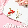 2Pcs 2 Colors Valentine's Day Rose Heart Alloy Enamel Pendant Decoration HJEW-JM02804-5