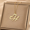 304 Stainless Steel Heart Initial Pendant Necklaces for Women Men FS-WG51A4F-21-1