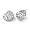 Rack Plating Brass Hollow Dome Stud Earrings for Women EJEW-Z019-18P-2