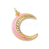 Moon Rack Plating Brass Micro Pave Cubic Zirconia Enamel Pendants KK-G504-06G-02-1