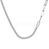 Rhodium Plated 925 Sterling Silver Pave Clear Cubic Zirconia Paperclip Chain Necklaces for Women NJEW-Q342-10P-1