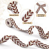 3 Yards Polyester Leaf Jacquard Ribbons SRIB-WH20020-020D-6