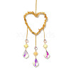 Heart Natural Yellow Quartz Chips Hanging Ornaments HJEW-G024-01C-2