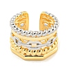 Brass Micro Pave Clear Cubic Zirconia Open Cuff Ring RJEW-M173-07C-G-2