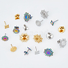 Unicraftale 18Pcs 9 Style Square & Sun 304 Stainless Steel Stud Earring Findings STAS-UN0046-39-5