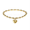 Heart Stainless Steel Bead Stretch Bracelets for Women BK4373-2-1