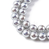 UV Plating Pearlized Glass Pearl Beads Strands GLAA-F128-01A-T12-3
