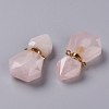 Hexagon Natural Rose Quartz Perfume Bottle Pendants G-H241-03F-G-2