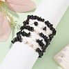 5Pcs 5 Style Natural Obsidian Chips Stretch Bracelets Set BJEW-JB09551-03-4