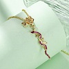 Brass Micro Pave Camellia Cubic Zirconia Flower Snake Pendant Necklaces NJEW-S438-02D-G-3