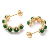 Brass & Green Glass Stud Earrings EJEW-G415-01A-G-2