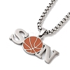 202 Stainless Steel Enamel Box Chain Sport Ball Pendant Necklaces for Men NJEW-K380-01B-04-1