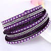 6-row Suede Cord & Rhinestone & Alloy Rivet Wrap Bracelets WGDA315-02-1