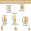 80Pcs 8 Styles Alloy Bead Cone & Bead Caps FIND-SP0020-74-2
