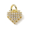 Brass Micro Pave Clear Cubic Zirconia Heart Charms ZIRC-F132-72G-1
