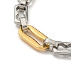 Ion Plating(IP) Two Tone 304 Stainless Steel Oval & Rectangle Link Chain Bracelet BJEW-B078-14GP-2