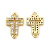 Brass Micro Pave Clear Cubic Zirconia Connector Charms KK-E068-VB330-2