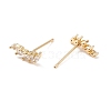 Clear Cubic Zirconia Leaf Stud Earrings EJEW-C029-01G-2