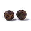 Printed Natural Wood Beads WOOD-R266-03-2