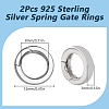 2Pcs 925 Sterling Silver Spring Gate Rings STER-SC0001-36A-2