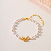 Fashionable Butterfly Brass Crystal Rhinestone & Imitaiton Pearl Braided Bead Bracelets for Women DV0214-5-1