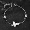 304 Stainless Steel Butterfly Link Bracelets BJEW-C098-01D-P-2