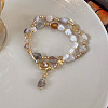 Natural Mixed Stone Nugget Beaded Double Layer Wrap Bracelet EM6943-1