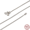 Rhodium Plated 925 Sterling Silver Wheat Chains Necklace for Women STER-I021-02B-P-1