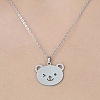 Non-Tarnish 201 Stainless Steel Hollow Bear Pendant Necklace NJEW-OY001-96-1