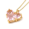 Pink Cubic Zirconia Pendant Necklace NJEW-H161-01A-2