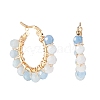 Faceted Round Natural Stone Beads Huggie Hoop Earrings for Girl Women EJEW-JE04687-4