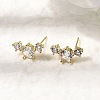 Flat Round Brass Micro Pave Clear Cubic Zirconia Stud Earrings EJEW-C186-03G-1