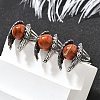 Natural Red Jasper Wings Adjustable Rings RJEW-K241-04AS-10-2