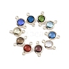Brass Pave Cubic Zirconia Connector Charms KK-K351-29G-1