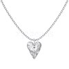 Heart with Star 925 Sterling Silver Micro Pave Cubic Zirconia Pendant Necklaces NJEW-K279-06MS-2