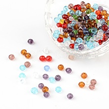 Faceted Rondelle Transparent Glass Beads GLAA-R152-4mm-M1