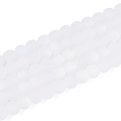 Frosted Imitation Jade Glass Beads Strands GLAA-T032-J4mm-MBB01-1