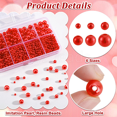 1113Pcs 6 Styles Imitation Pearl Resin Beads Strands RESI-PH0002-29-1