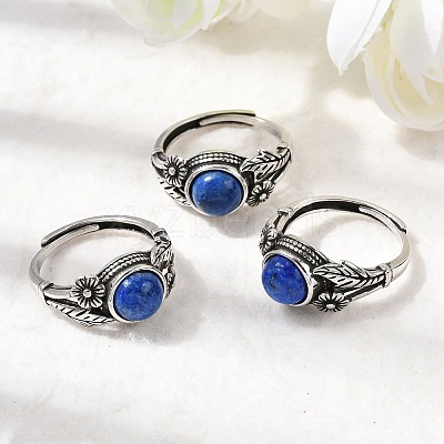 Natural Lapis Lazuli Finger Rings RJEW-A084-05AS-09-1
