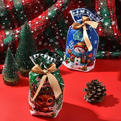 18Pcs 9 Styles Christmas Theme Plastic Packing Pouches Drawstring Bags ABAG-FS0001-04-1