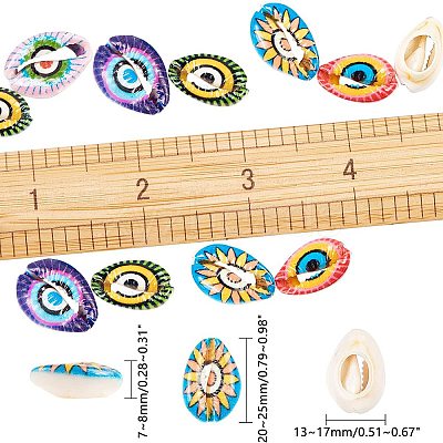 Printed Natural Cowrie Shell Beads SSHEL-NB0001-07-1