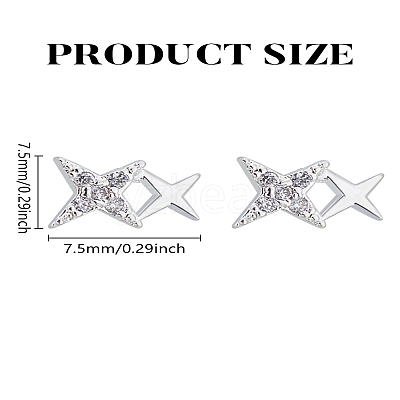 1 Pair Brass Rhinestone Stud Earrings EJEW-LP0004-80-1