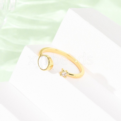 Brass Micro Pave Cubic Zirconia Cuff Rings for Women RJEW-K309-39E-G-1